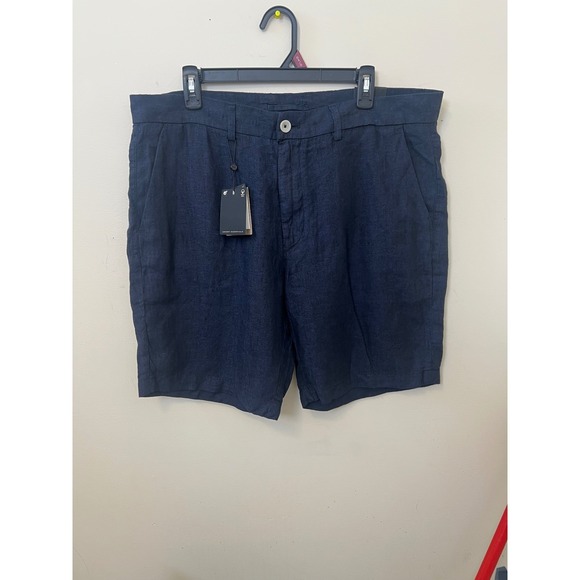 Porter & Ash Men Navy Blue 100 Linen Premium Collection Shorts Size 38 NWT - Picture 1 of 7